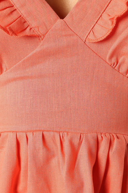 Rowan Frill Mini Dress - Coral