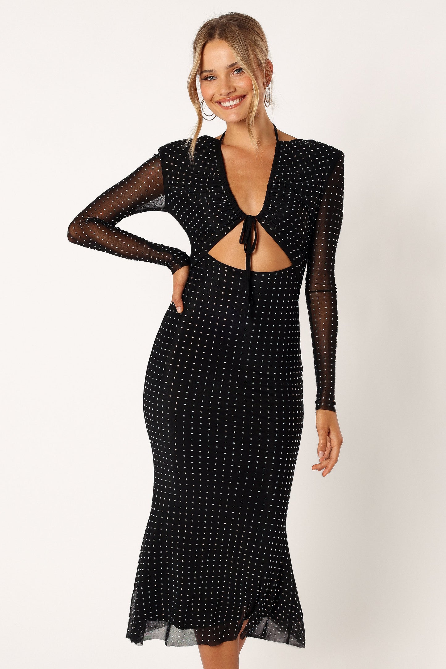 Salvatore Long Sleeve Midi Dress - Black