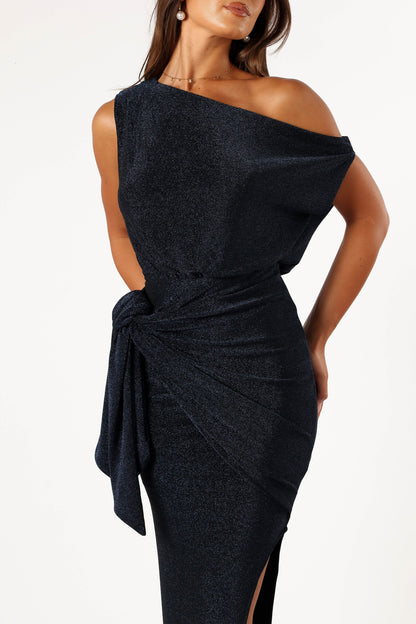 Santiago Off Shoulder Midi Dress - Navy