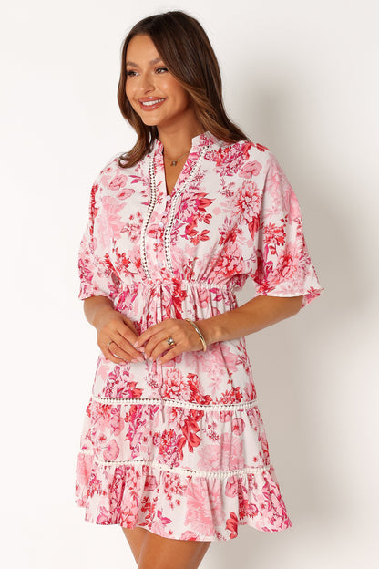 Sienna Long Sleeve Mini Dress - Pink