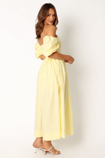 Solana Off Shoulder Midi Dress - Yellow