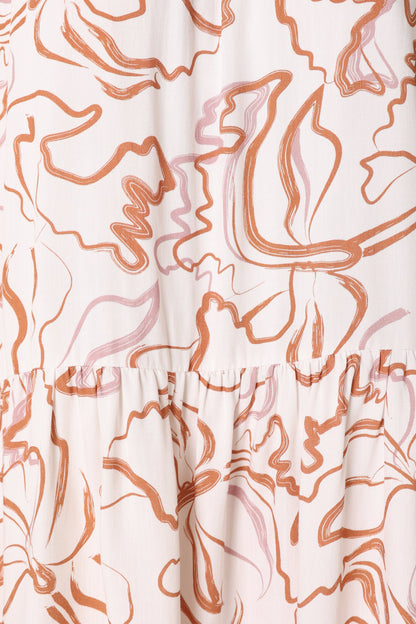 Solaris Mini Dress - Tan White