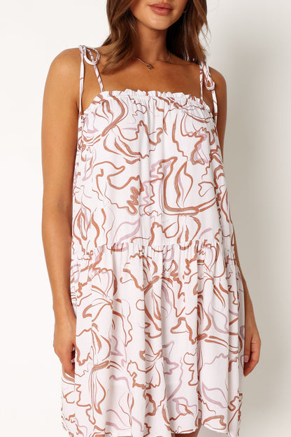 Solaris Mini Dress - Tan White