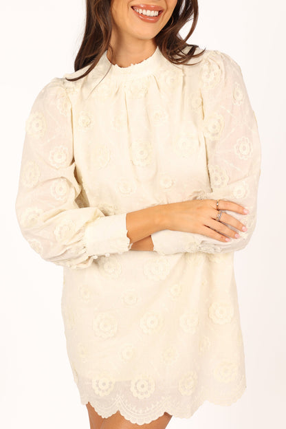 Stefania Long Sleeve Mini Dress - Cream