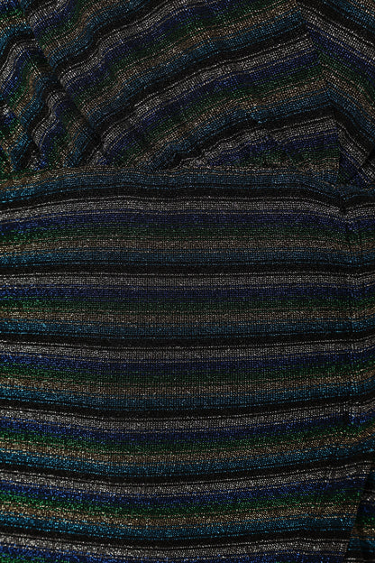 Tahlia Wrap Midi Dress - Blue Gold Stripe