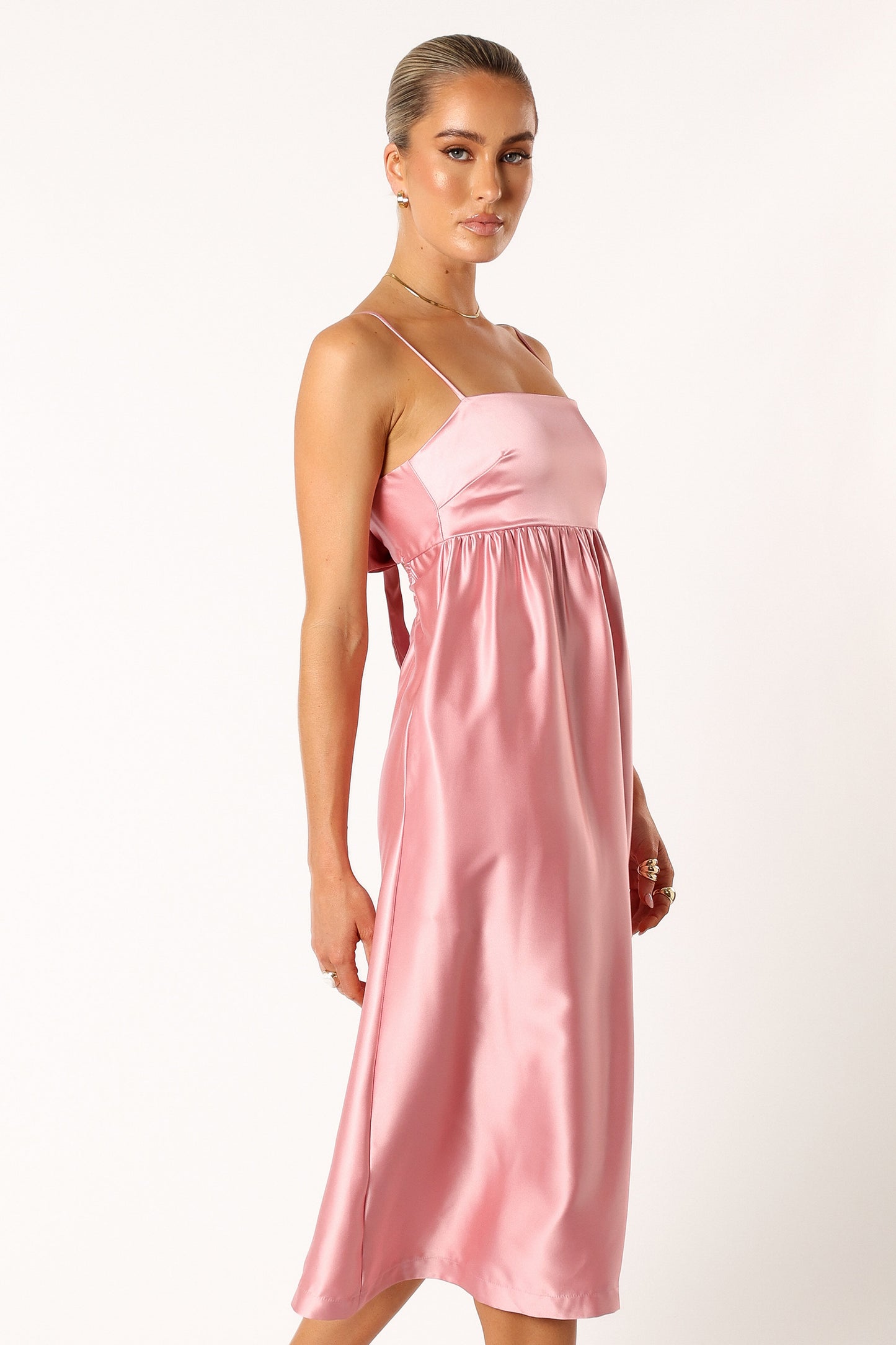 Teagan Bow Back Midi Dress - Soft Pink