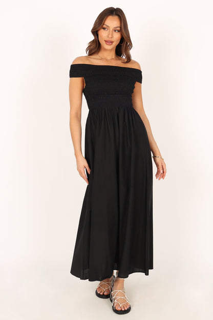 Tessa Off Shoulder Maxi Dress - Black