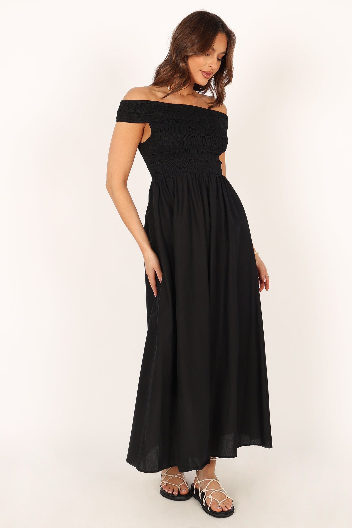 Tessa Off Shoulder Maxi Dress - Black