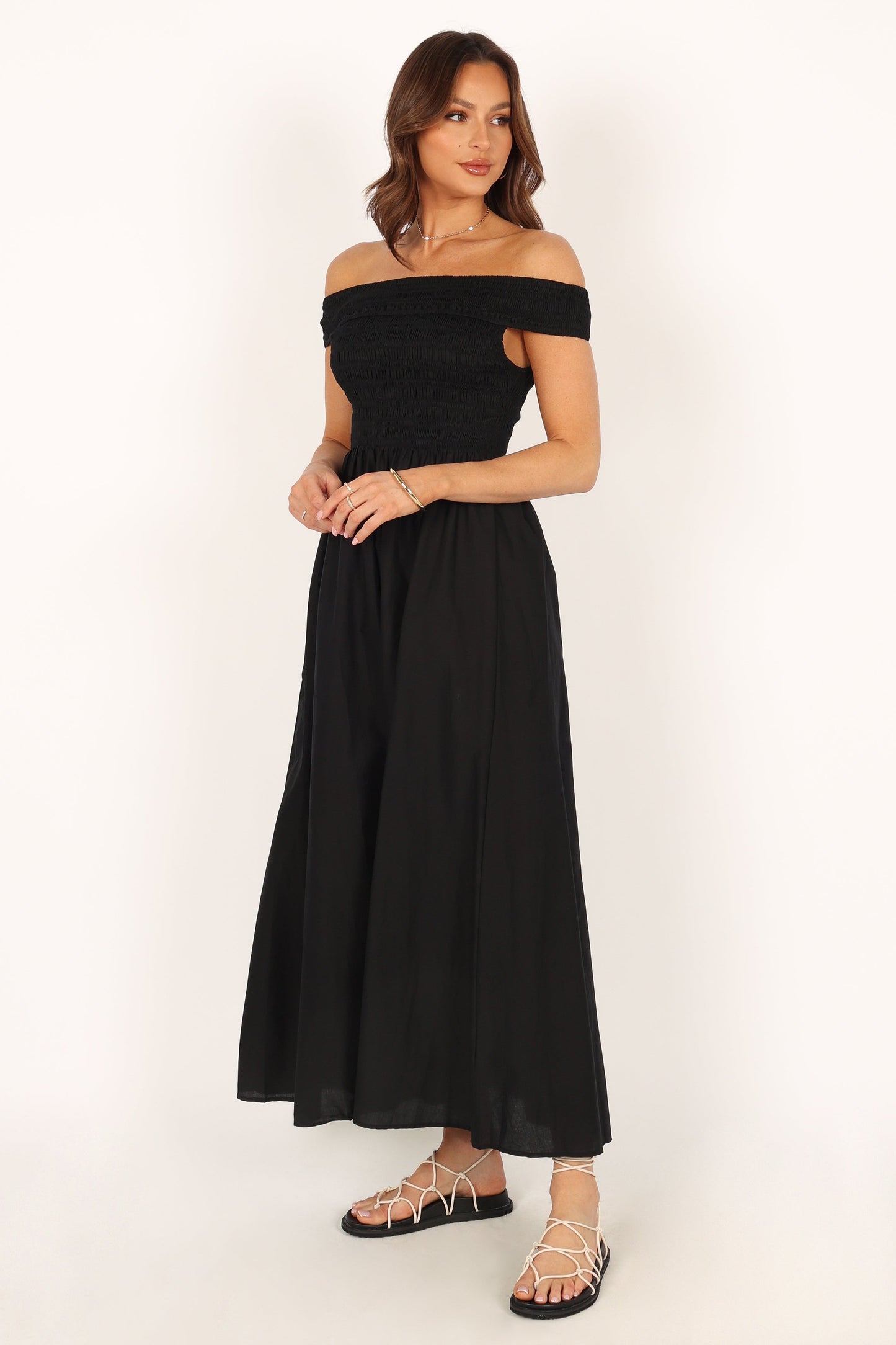 Tessa Off Shoulder Maxi Dress - Black