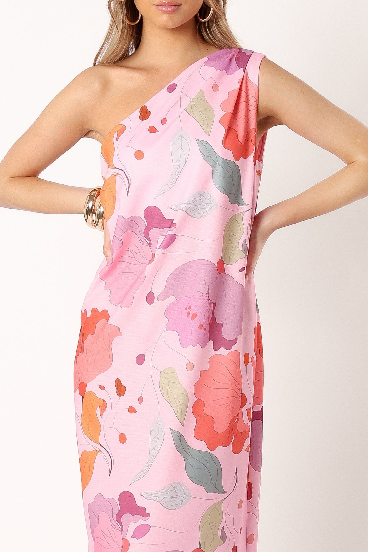 Tillie One Shoulder Maxi Dress - Pink Floral