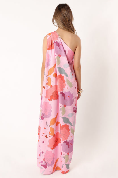 Tillie One Shoulder Maxi Dress - Pink Floral