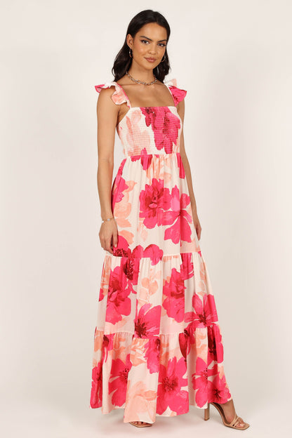 Tilly Shirred Maxi Dress - Pink