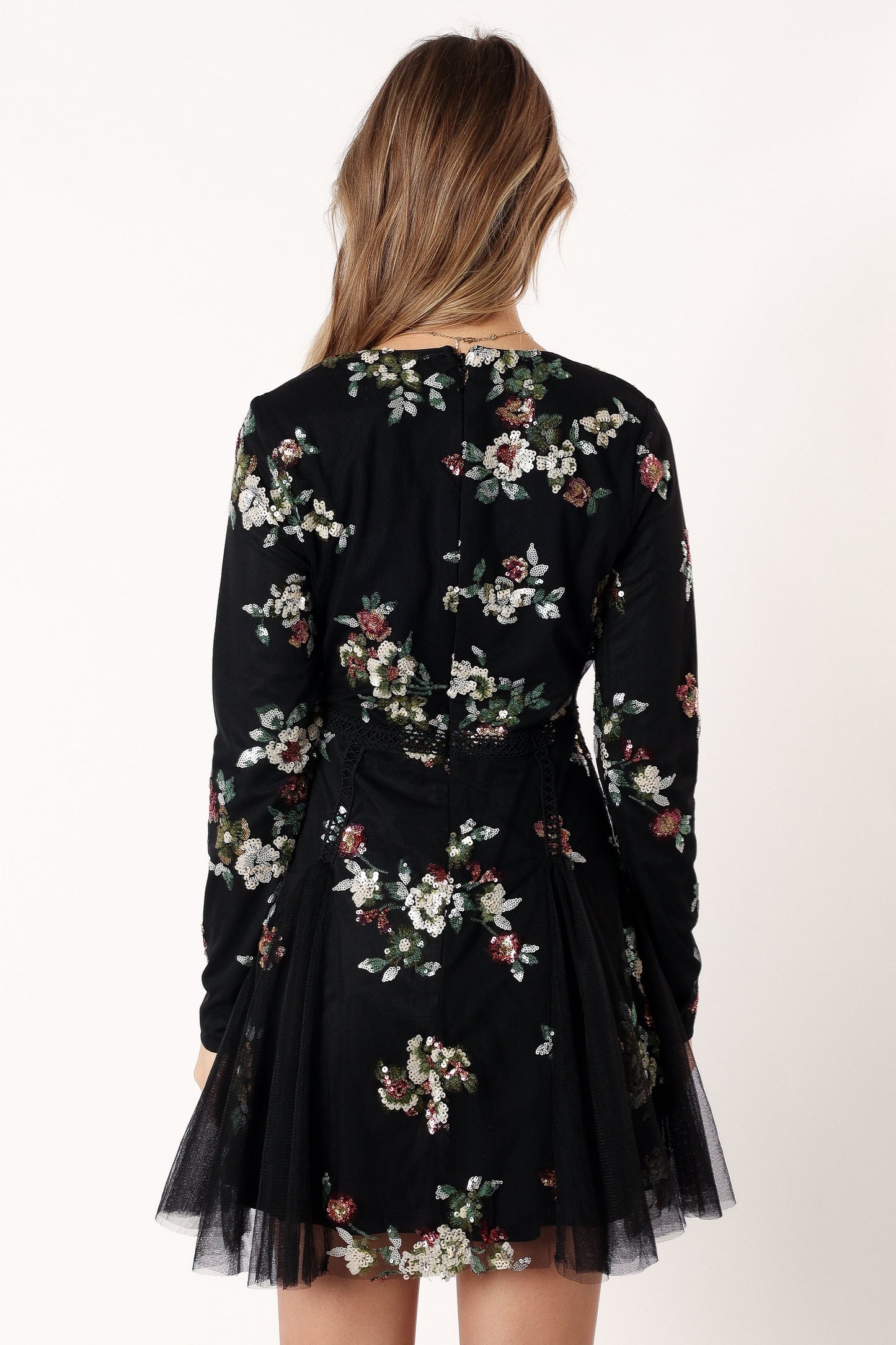 Woodsen Long Sleeve Mini Dress - Black Floral