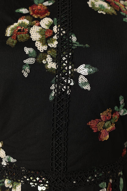 Woodsen Long Sleeve Mini Dress - Black Floral