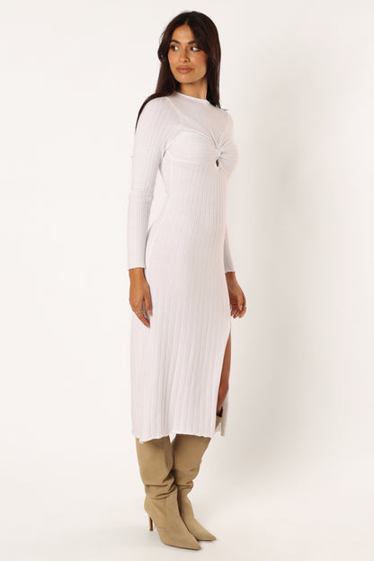 Zayla Long Sleeve Midi Dress - Cream