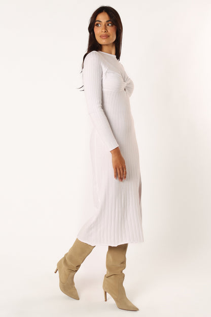 Zayla Long Sleeve Midi Dress - Cream