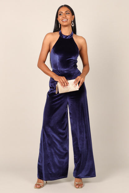 Aria Velvet Jumpsuit - Sapphire