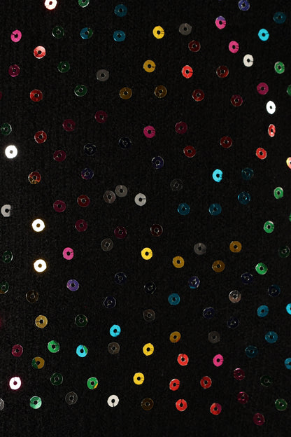 Ariella Sequin Embellished Knit Sweater - Black