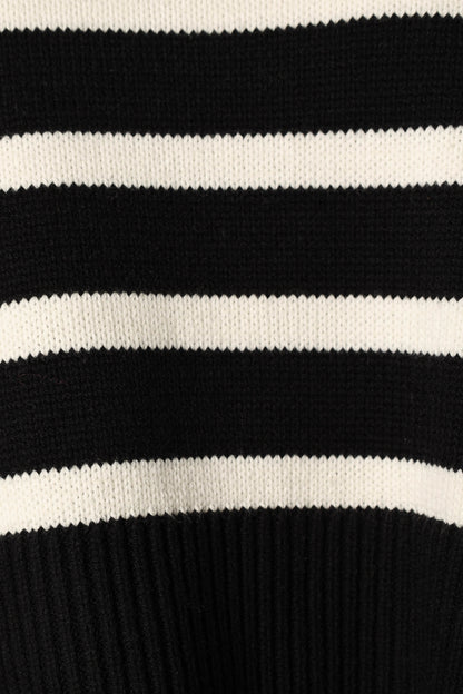 Avalynn Striped Knit Sweater - Black White