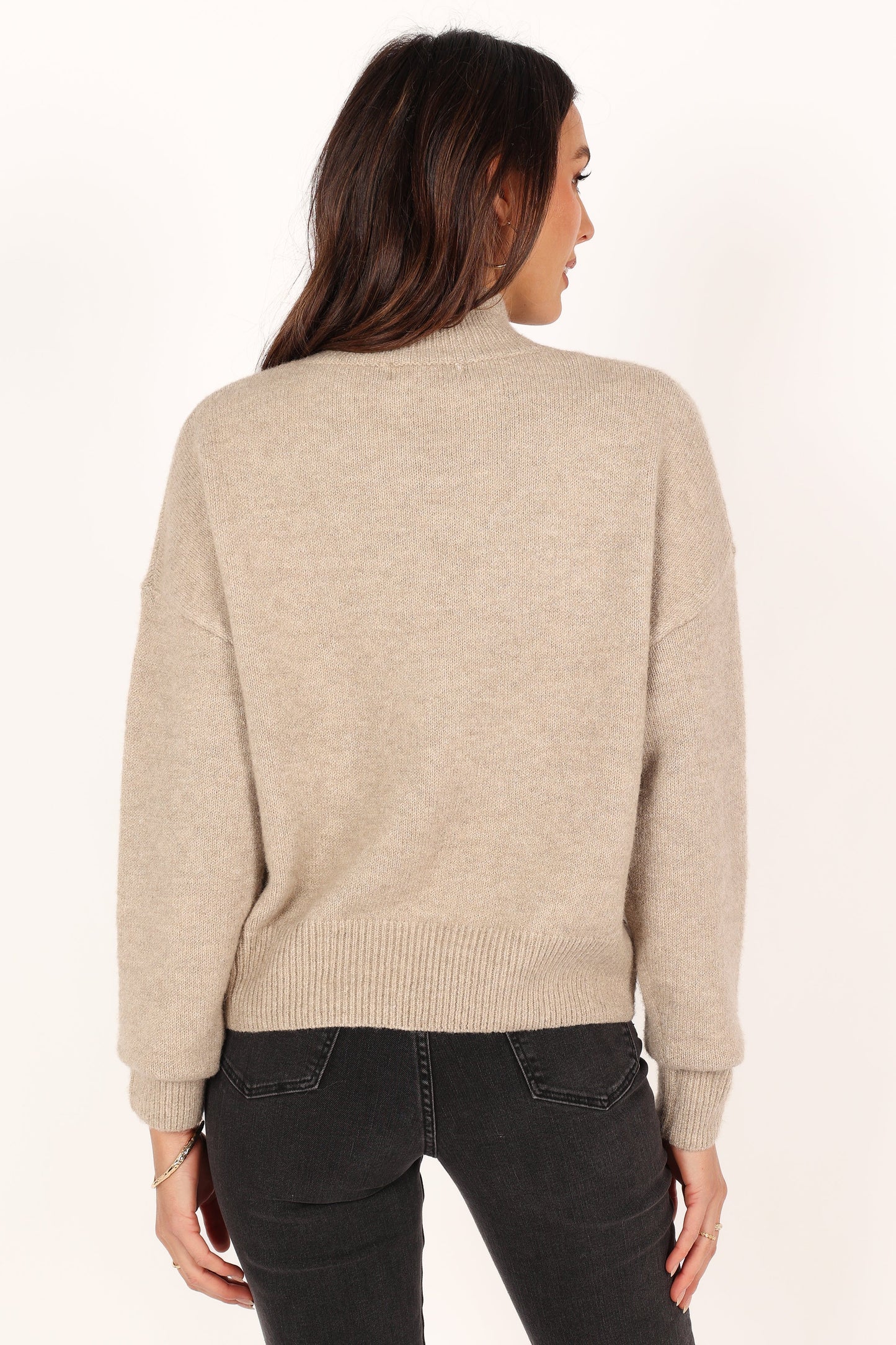 Brianna Mockneck Knit Sweater - Beige
