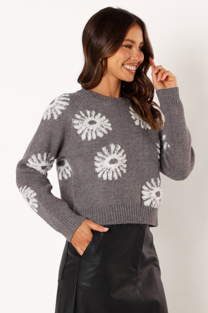 Chandler Knit Sweater - Grey White