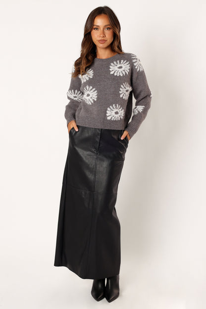 Chandler Knit Sweater - Grey White