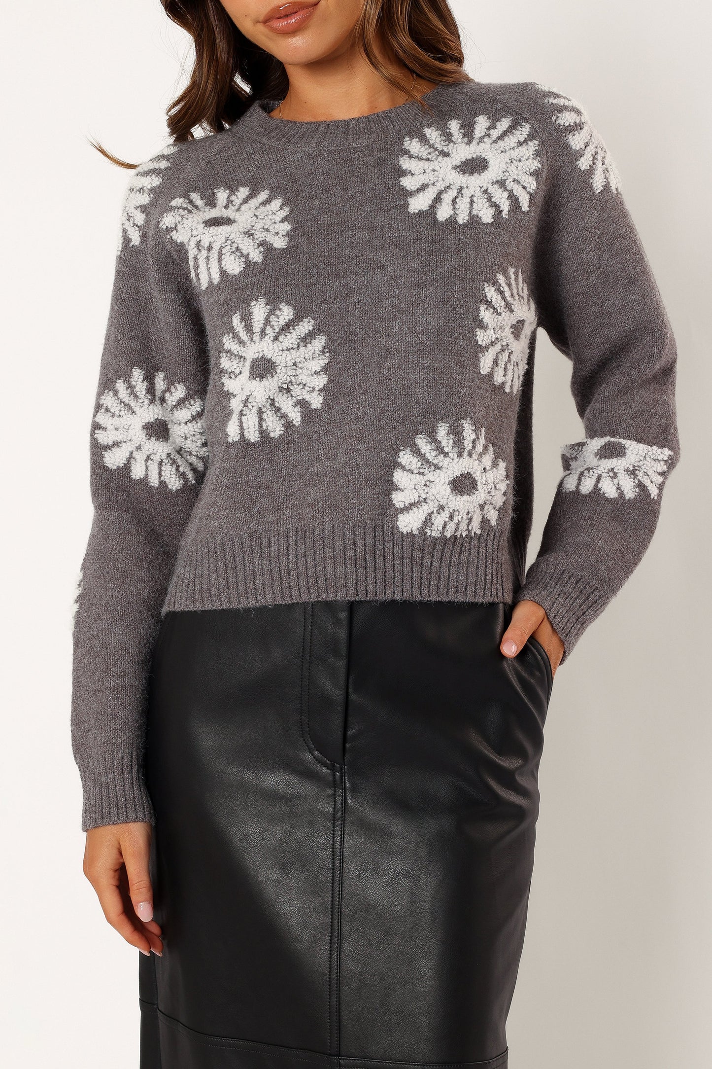 Chandler Knit Sweater - Grey White