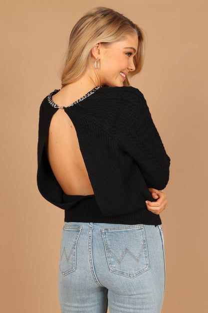 Liv Chain Detail Knit Sweater - Black