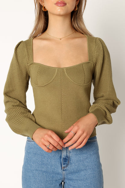 Madalyn Knit Sweater - Olive