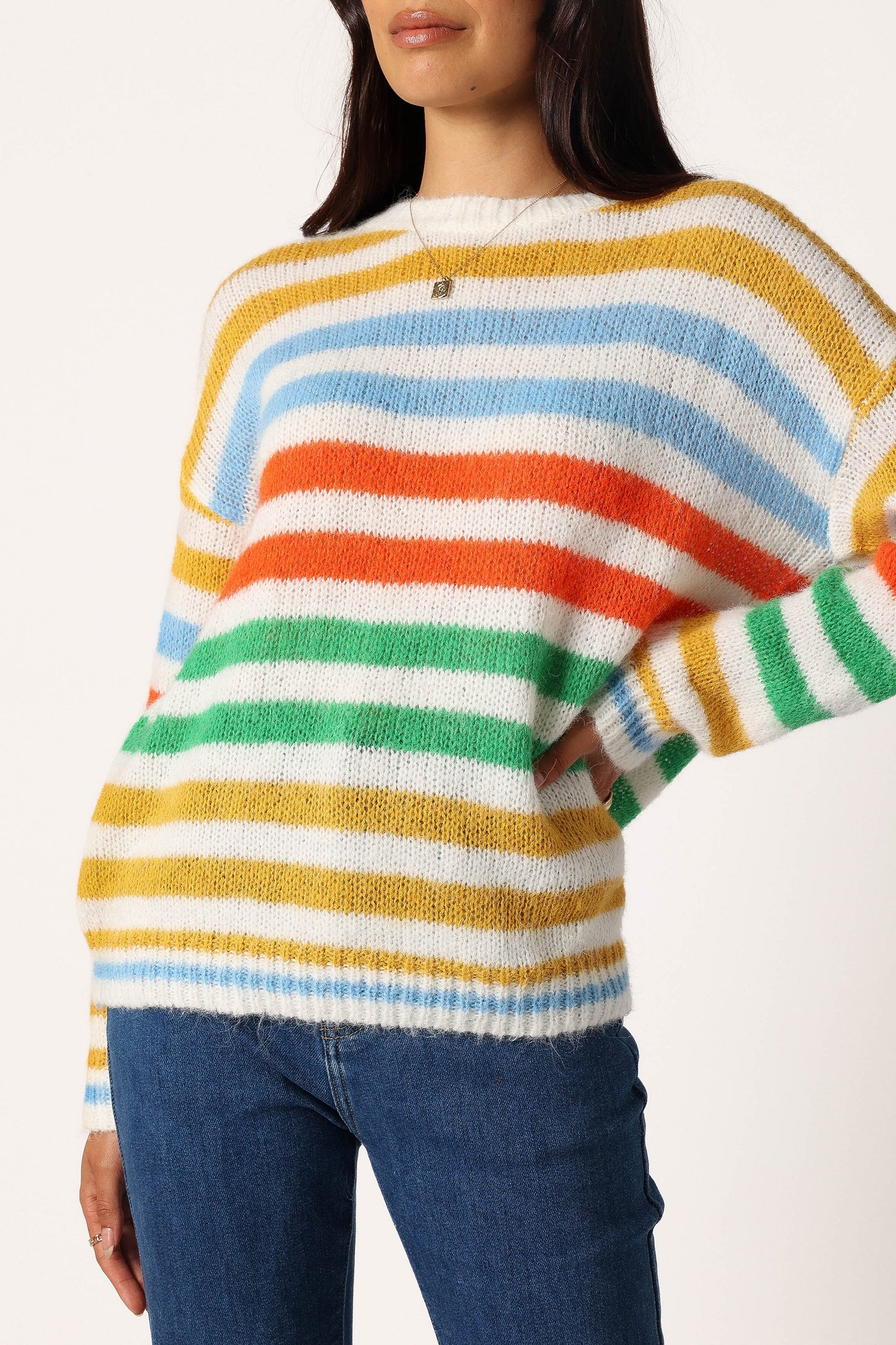 Sasha Multi Stripe Crewneck Knit Sweater - Multi