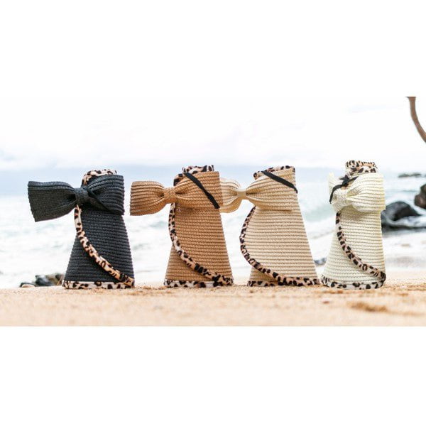 Leopard Foldable Bow Visor - Straw