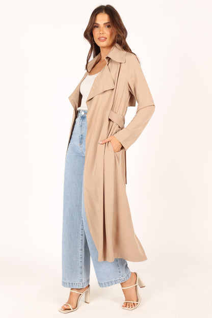 Robyn Tie Front Trench Coat - Beige