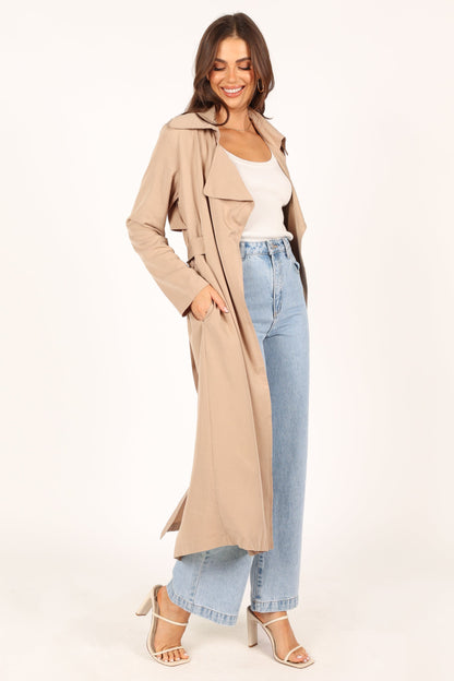 Robyn Tie Front Trench Coat - Beige