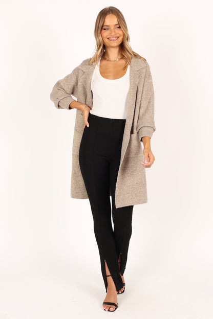 Skylar Open Front Coatigan - Taupe