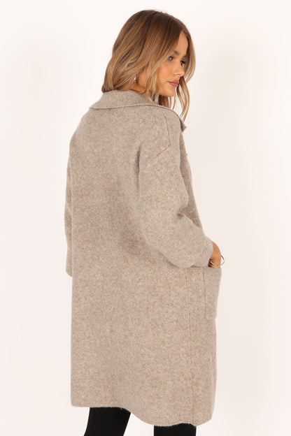 Skylar Open Front Coatigan - Taupe