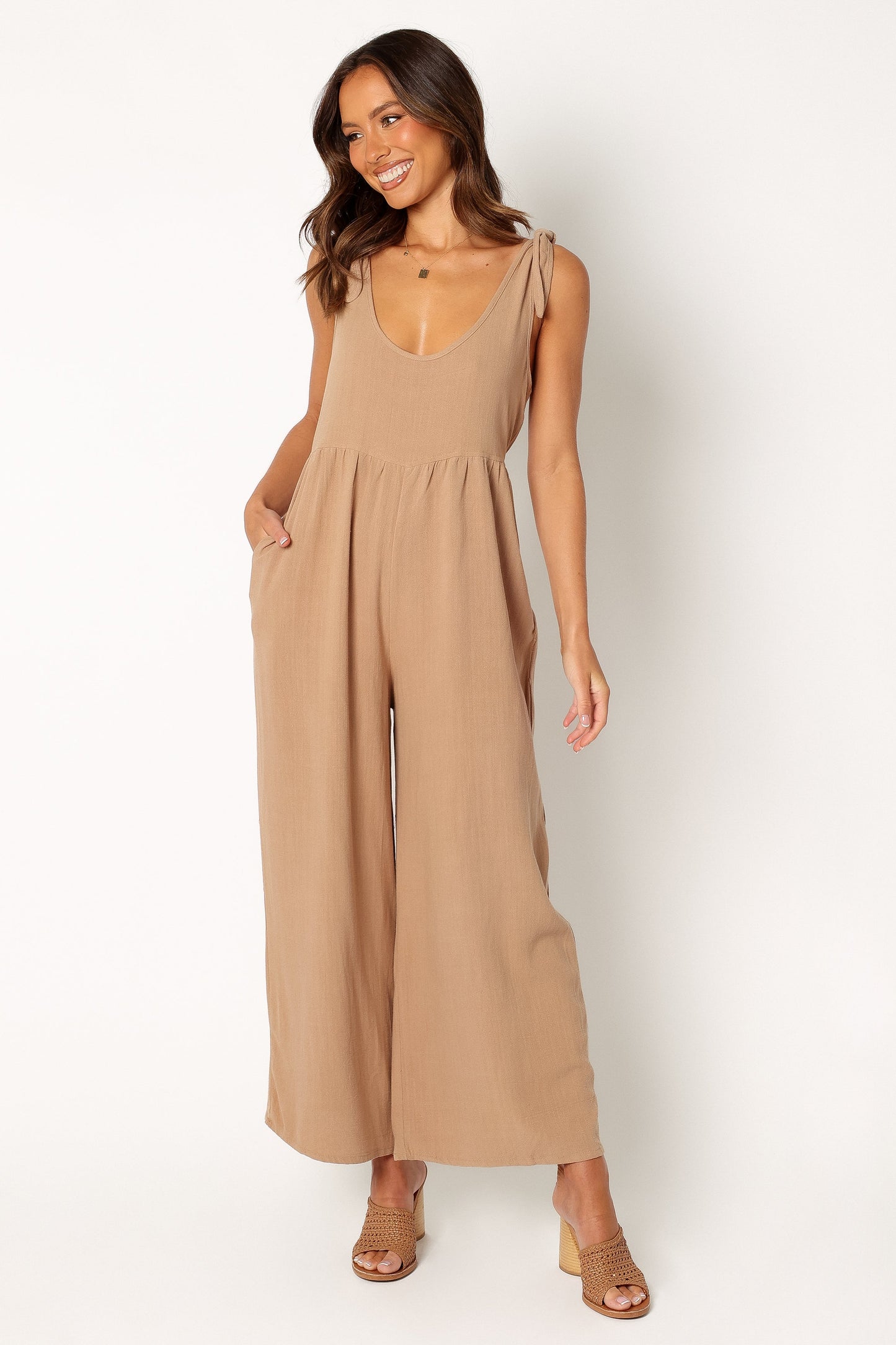 Ayla Linen Jumpsuit - Mocha