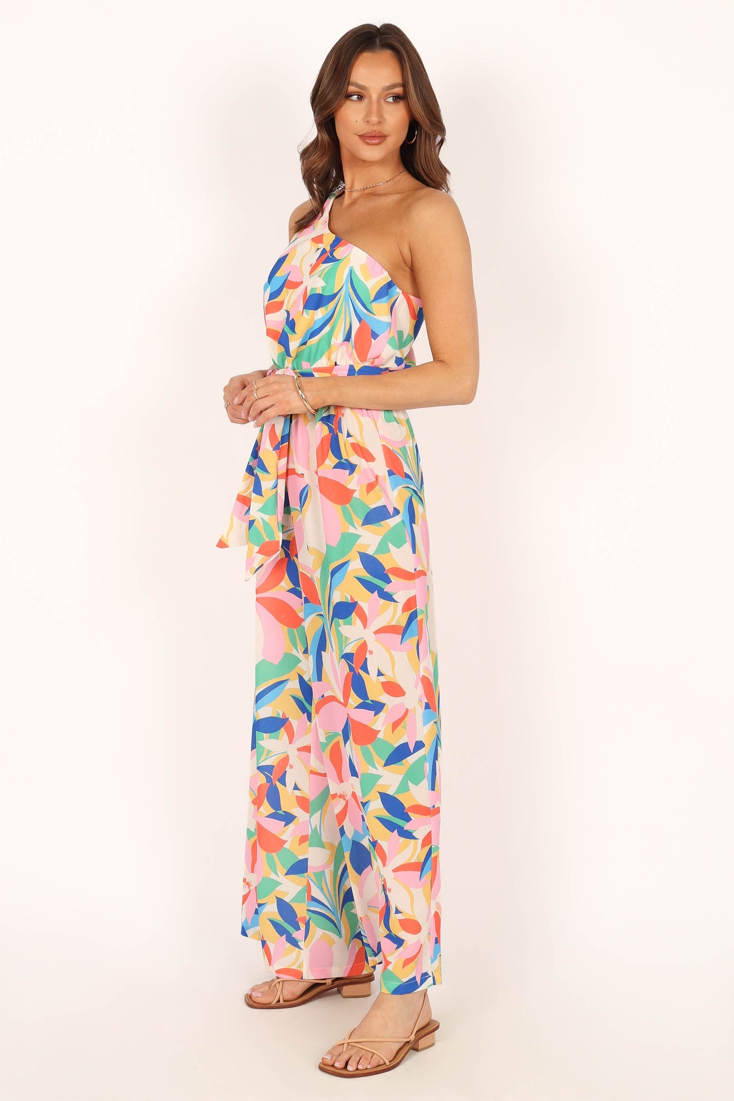 Belinda One Shoulder Jumpsuit - Floral