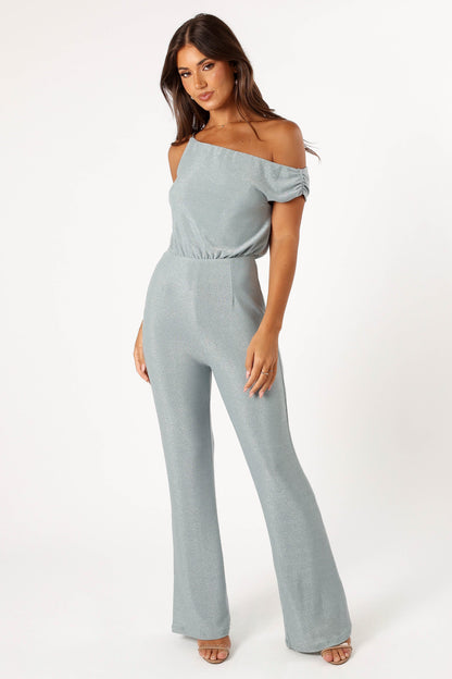 Heather One Shoulder Jumpsuit - Sage