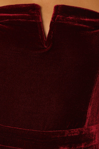Lexie Velvet Jumpsuit - Burgundy