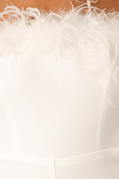 Louise Feather Trim Jumpsuit - White
