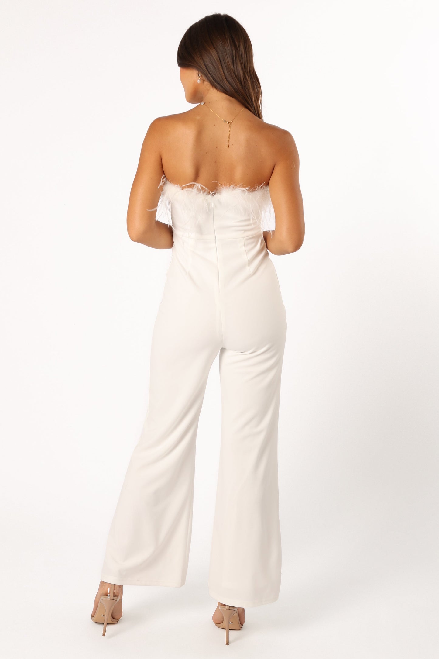 Louise Feather Trim Jumpsuit - White