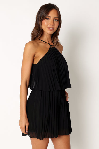 Magnolia Pleat Romper - Black
