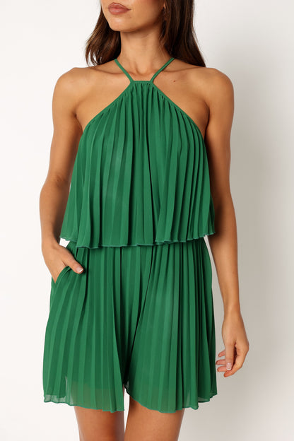 Magnolia Pleat Romper - Green