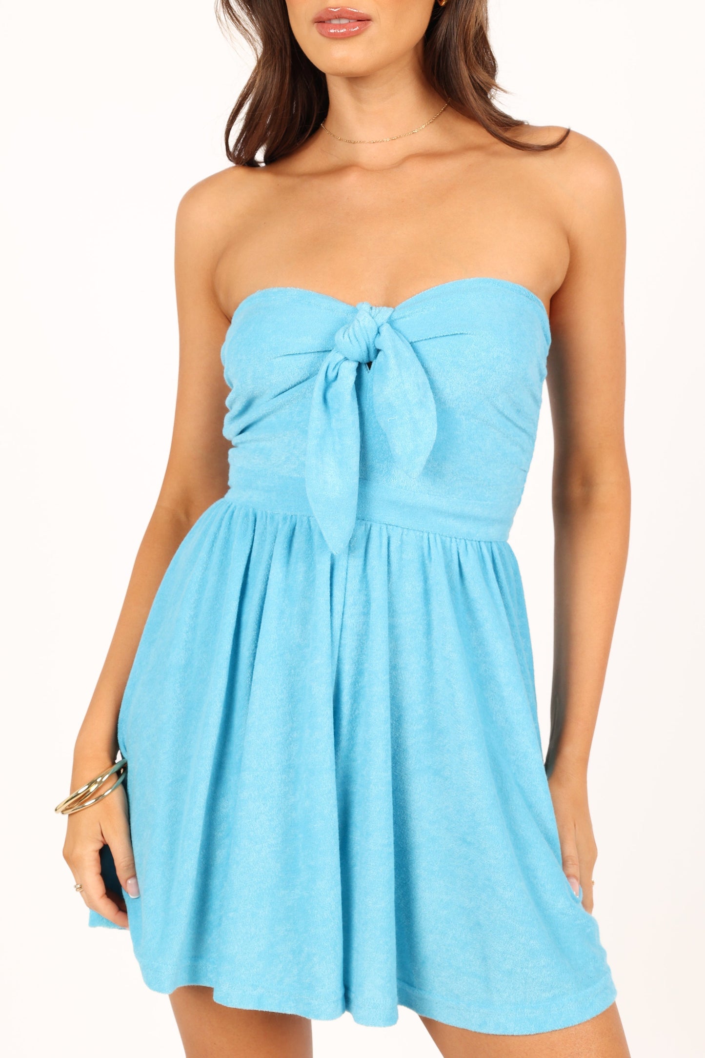 Marie Tie Front Romper - Blue