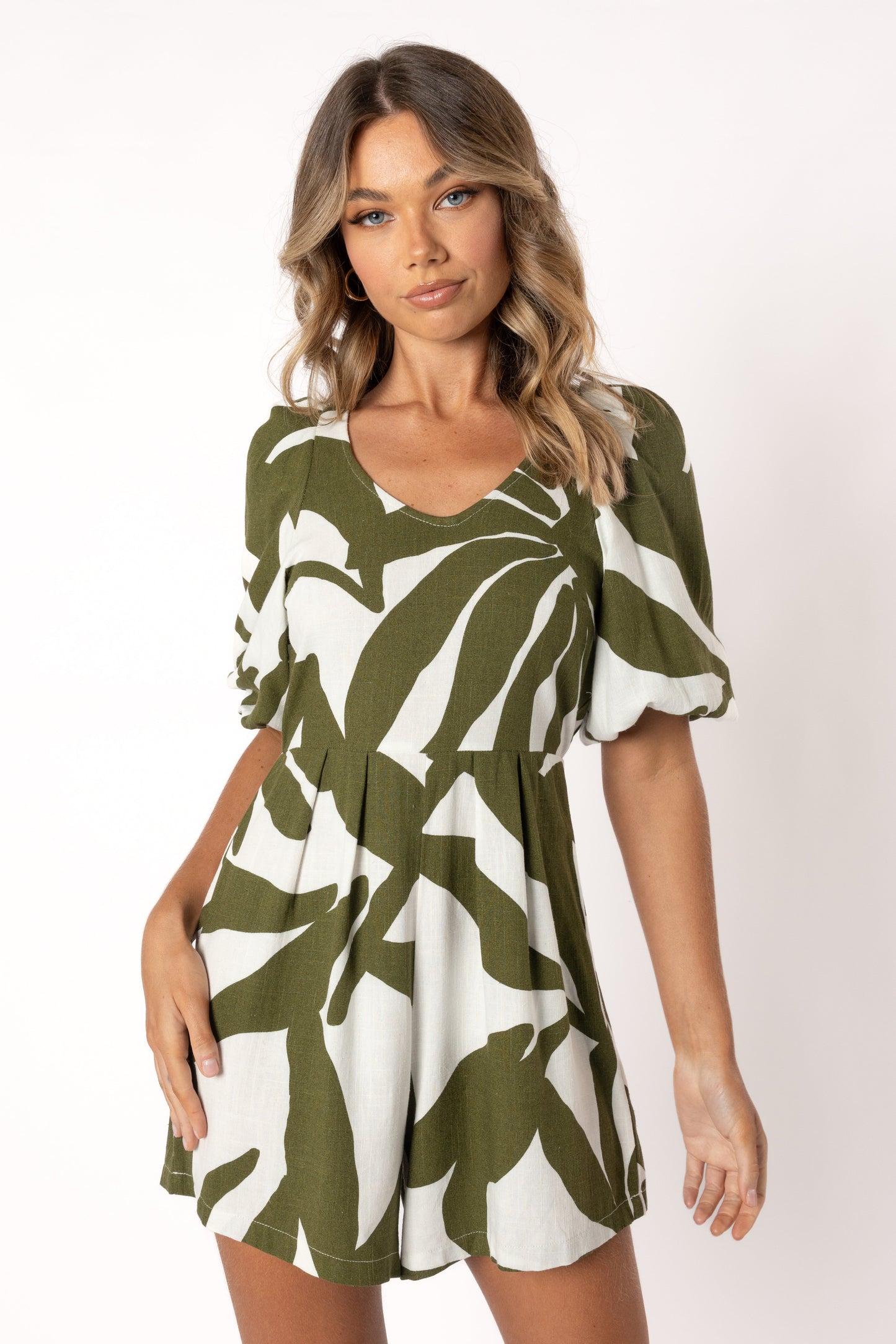 Matilda Romper - Olive Palm