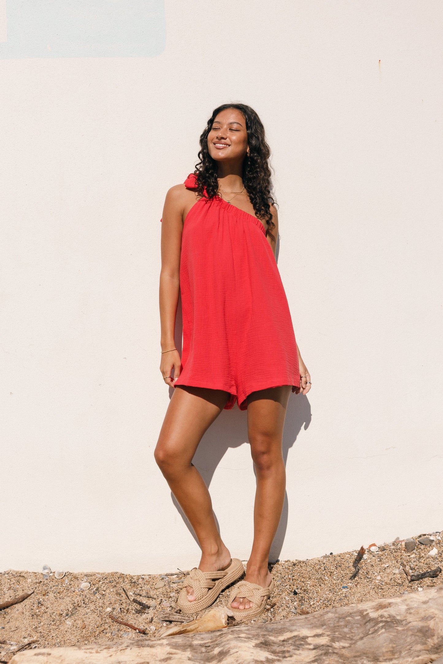 Miffy One Shoulder Romper - Red