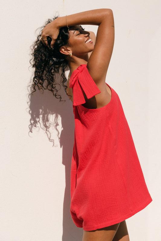 Miffy One Shoulder Romper - Red