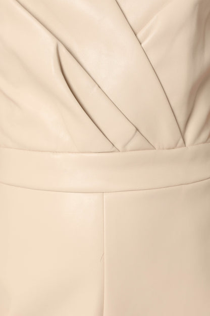 Mikaela Faux Leather Romper - Ecru