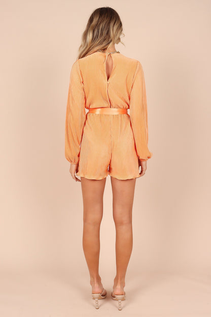Minelli Pleated Romper - Orange