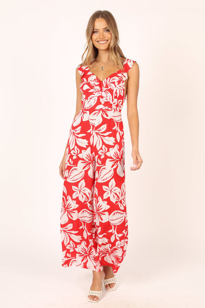 Parker Frill Jumpsuit - Red